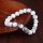 Armband Perlen Weiß Buddha Echt Stein Elastisch Silber
