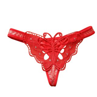 String-Tanga Damen Unterwäsche mit Spitze Unterhose G-Schnur Rot