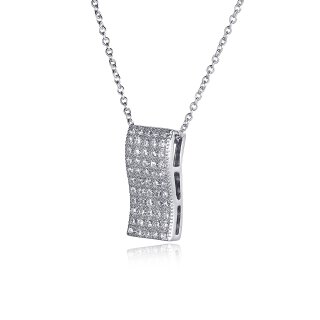 Halskette Elegant Glitzer Welle Anhänger Echtes Sterling-Silber 925