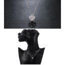 Halskette Elegant Glitzer W&uuml;rfel Quadrat Anh&auml;nger Echtes Sterling-Silber 925