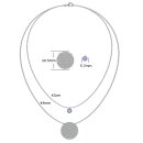 Modische runde Glitzer-Halskette Nazar Weiß Blau | Echtes Sterling-Silber 925 | Doppelt mit 2 Kreis-Anhängern | Für Frauen Damen Kinder Mädchen Stylisch Geschenk