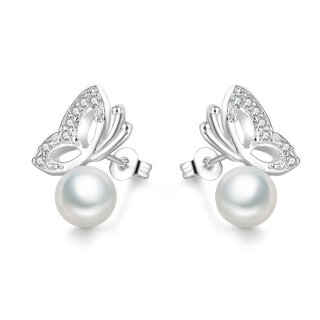 Modische Perlen-Ohrringe Schmetterling mit Silber 925 Plattiert