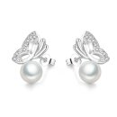 Modische Perlen-Ohrringe Schmetterling mit Silber 925...